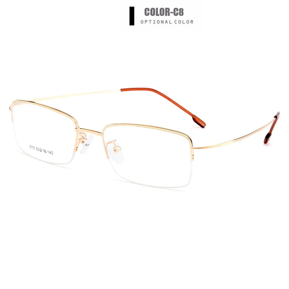 Gmei Men's Eyeglasses Semi Rim Memory Titanium Alloy Y879
