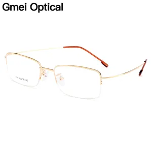 Gmei Men's Eyeglasses Semi Rim Memory Titanium Alloy Y879