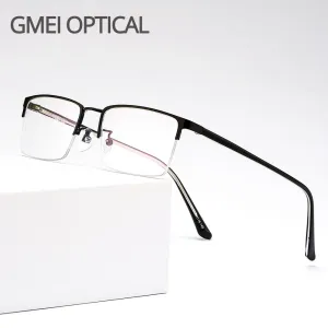 Gmei Men's Eyeglasses Semi Rim Metal Alloy Acetate Frame M18046