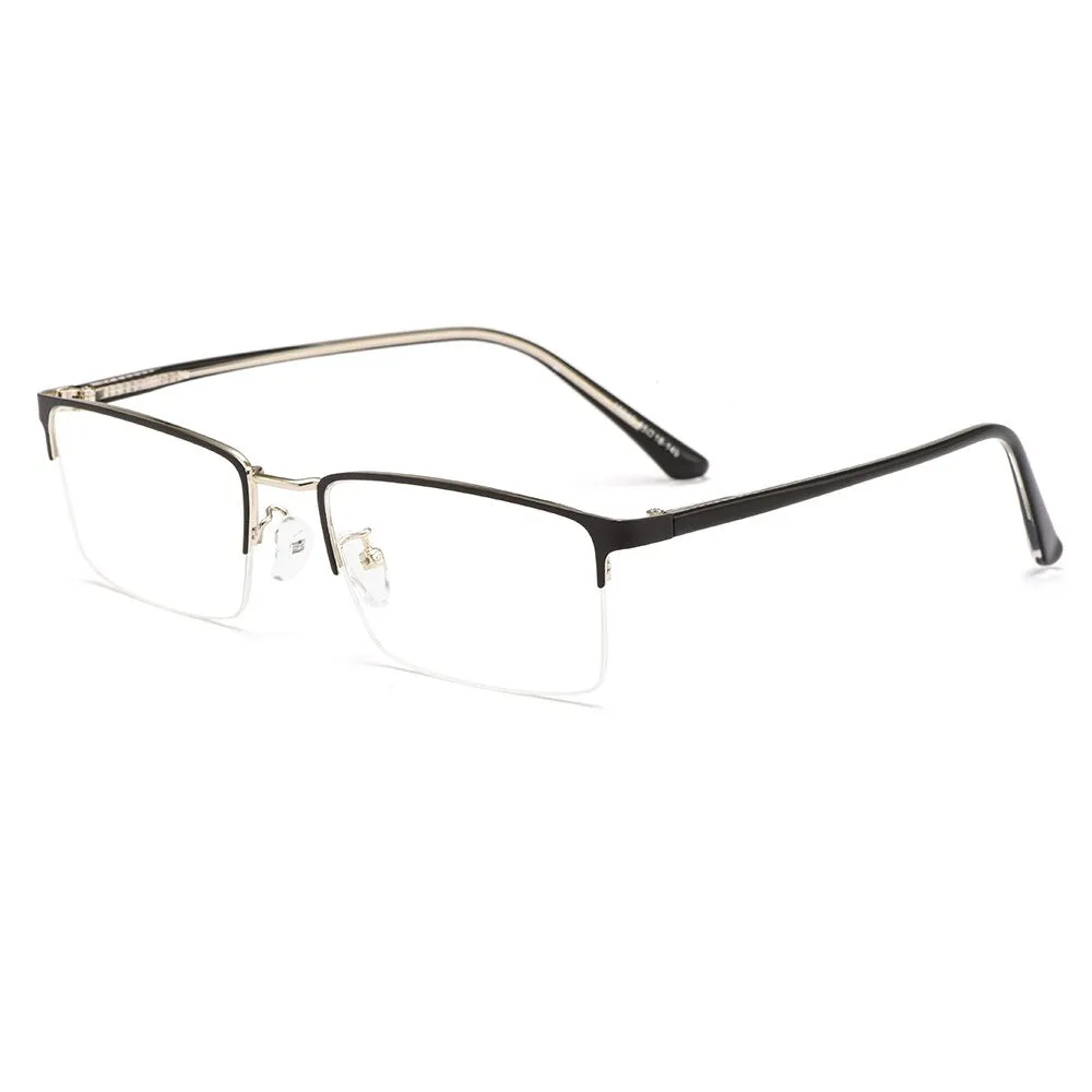 Gmei Men's Eyeglasses Semi Rim Metal Alloy Acetate Frame M18046