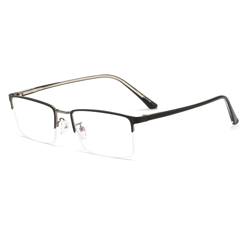 Gmei Men's Eyeglasses Semi Rim Metal Alloy Acetate Frame M18046