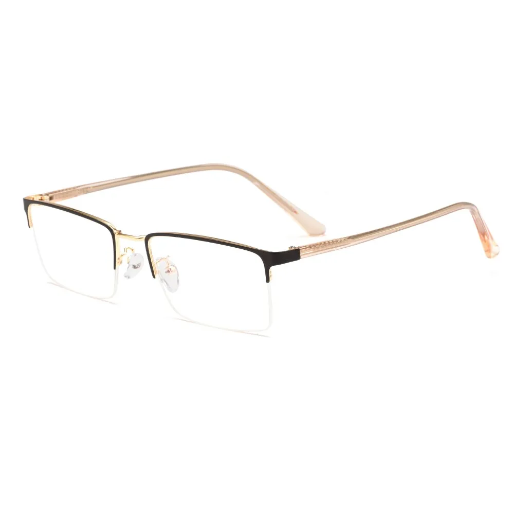 Gmei Men's Eyeglasses Semi Rim Metal Alloy Acetate Frame M18046