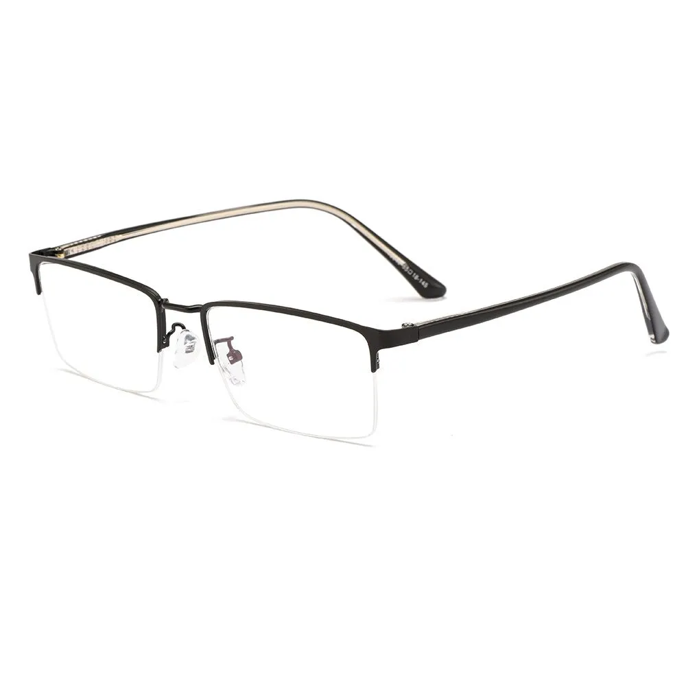 Gmei Men's Eyeglasses Semi Rim Metal Alloy Acetate Frame M18046