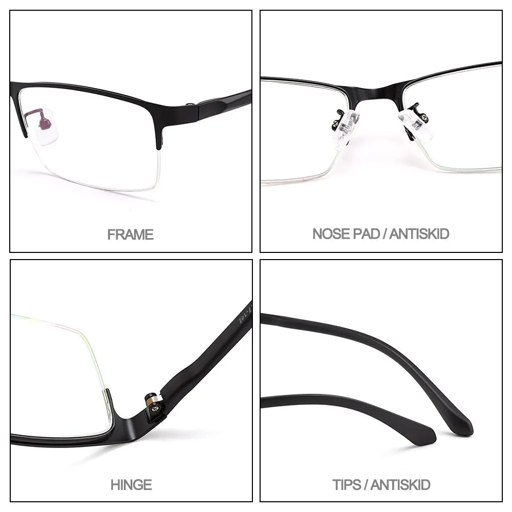 Gmei Men's Semi Rim Rectangle Alloy Eyeglasses S61006