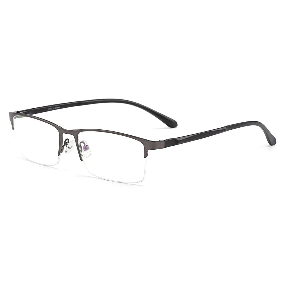 Gmei Men's Semi Rim Rectangle Alloy Eyeglasses S61006