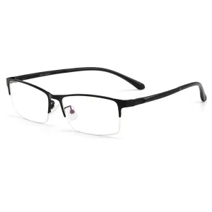 Gmei Men's Semi Rim Rectangle Alloy Eyeglasses S61006