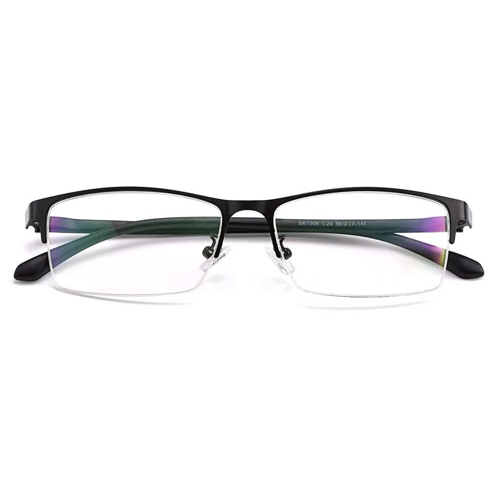 Gmei Men's Semi Rim Rectangle Alloy Eyeglasses S61006