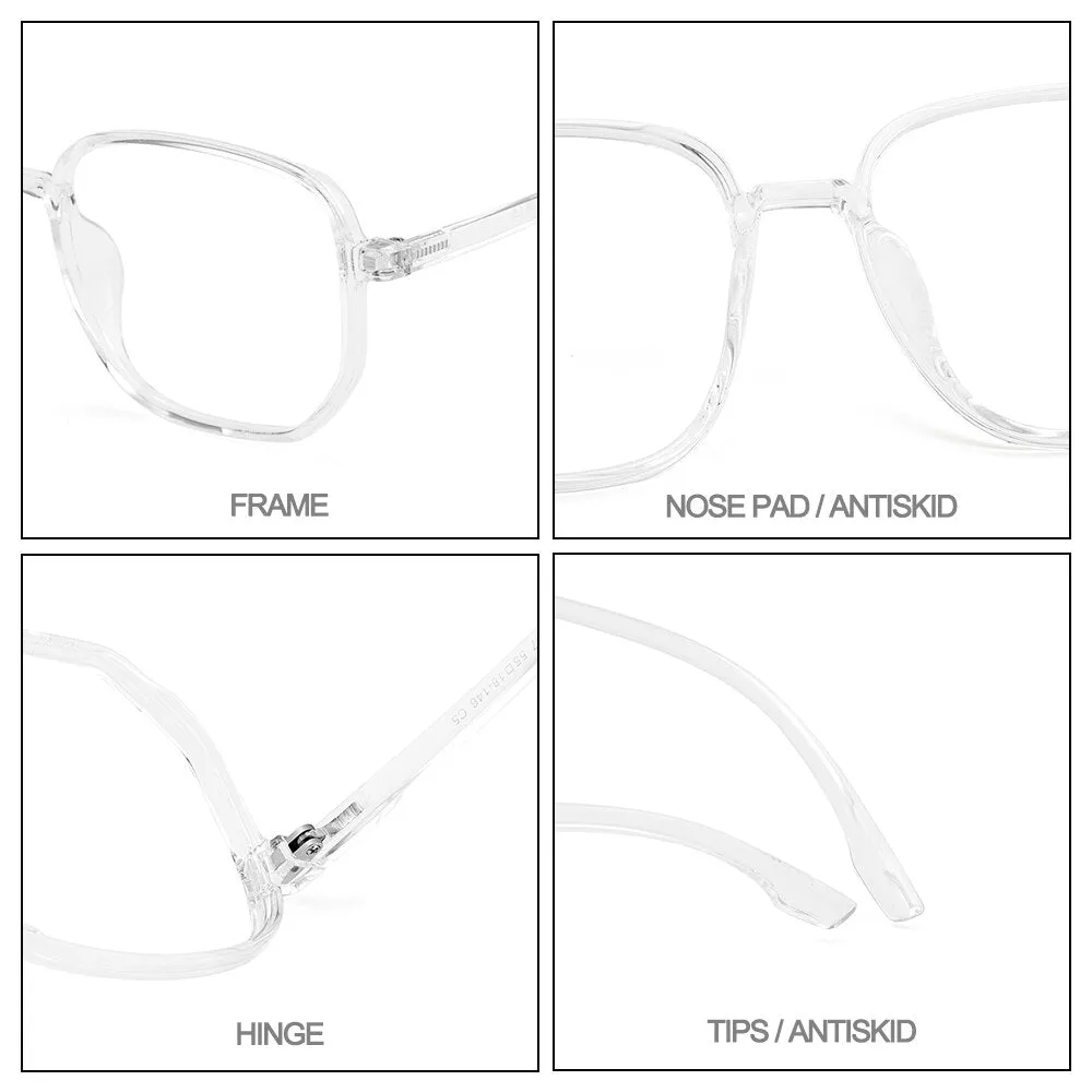 Gmei Unisex Eyeglasses Tr90 Frame Transparent Large Size Ultralight Plastic M9157