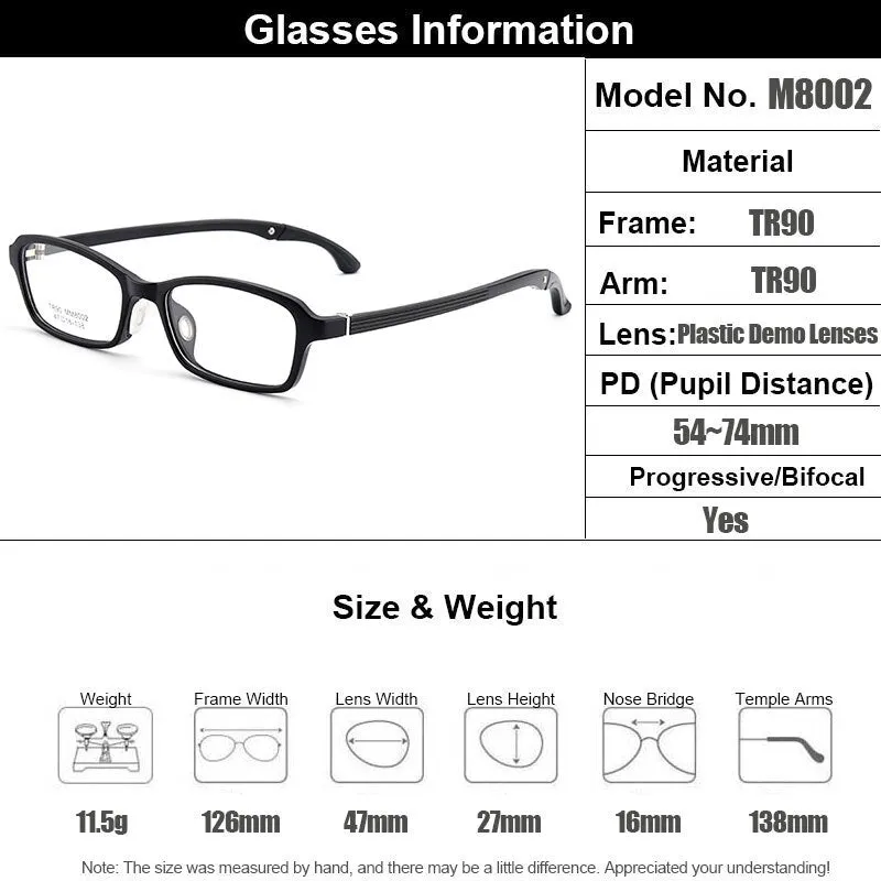 Gmei Unisex Eyeglasses Ultra-Light Tr90 Plastic M8002
