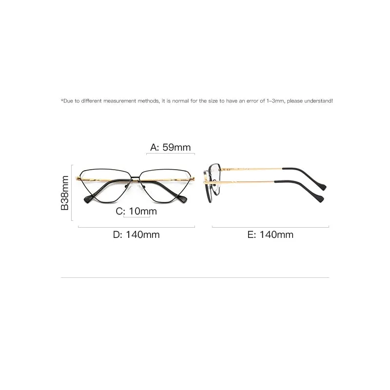Gmei Women's Full Rim Alloy Cat Eye Frame Eyeglasses 3023