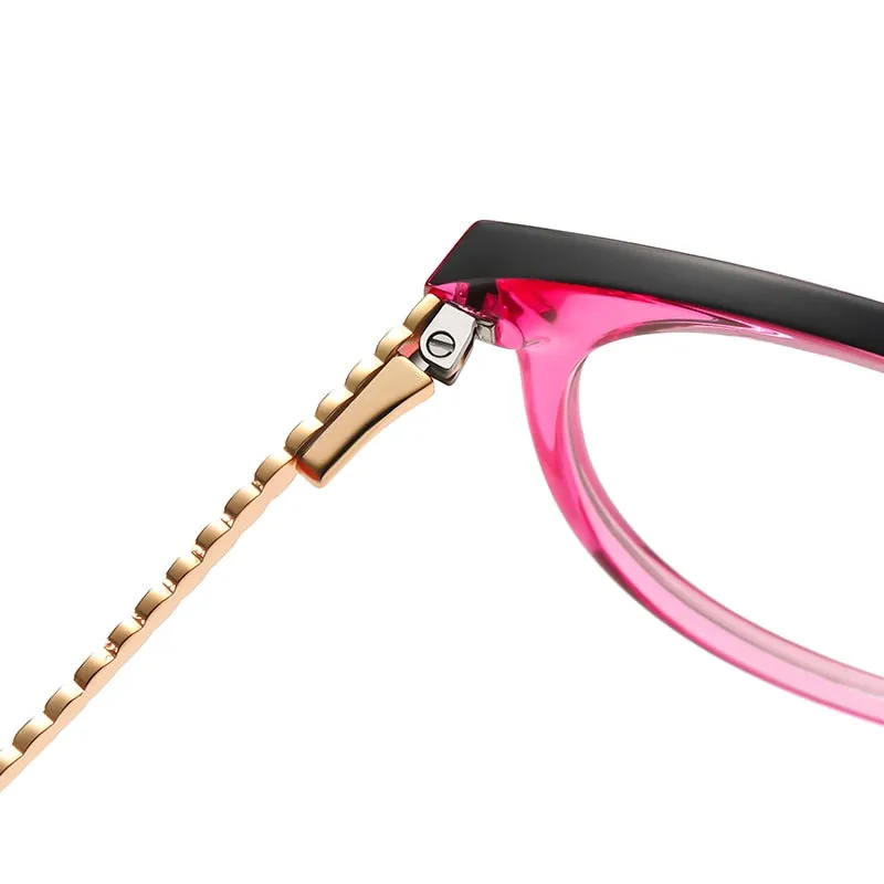 Gmei Women's Full Rim TR 90 Metal Round Frame Eyeglasses 2067