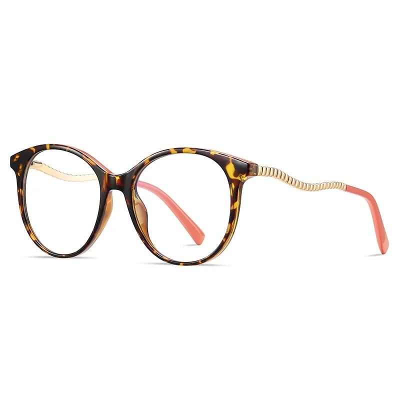 Gmei Women's Full Rim TR 90 Metal Round Frame Eyeglasses 2067