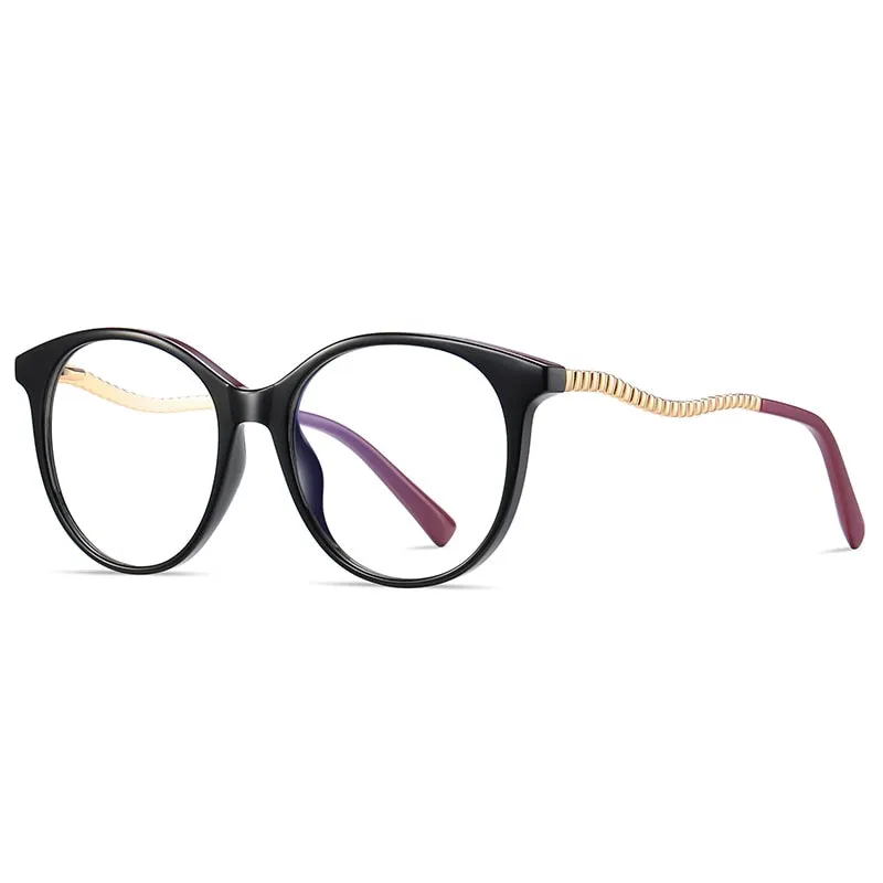 Gmei Women's Full Rim TR 90 Metal Round Frame Eyeglasses 2067