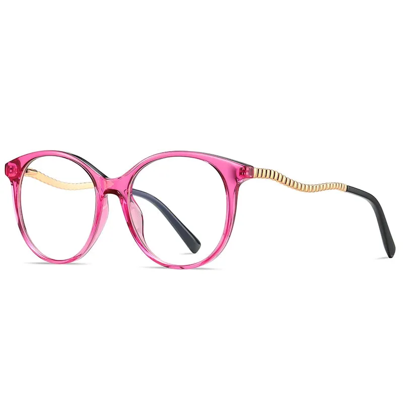 Gmei Women's Full Rim TR 90 Metal Round Frame Eyeglasses 2067