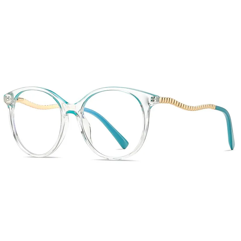 Gmei Women's Full Rim TR 90 Metal Round Frame Eyeglasses 2067