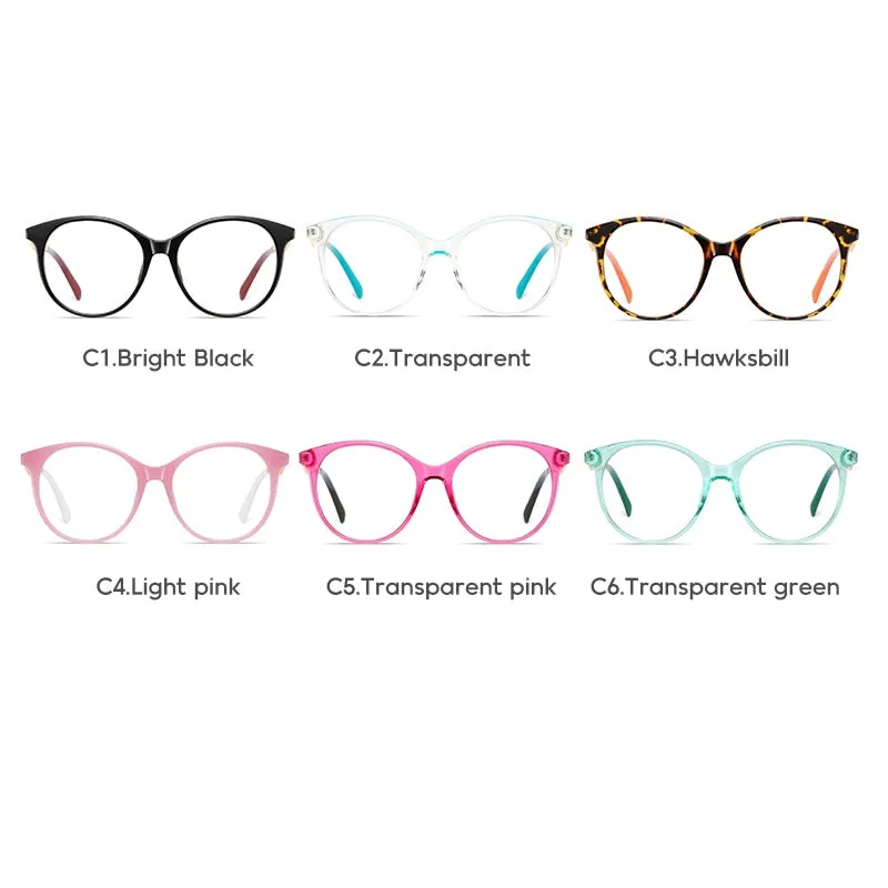 Gmei Women's Full Rim TR 90 Metal Round Frame Eyeglasses 2067