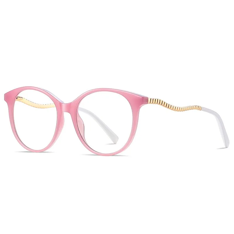Gmei Women's Full Rim TR 90 Metal Round Frame Eyeglasses 2067