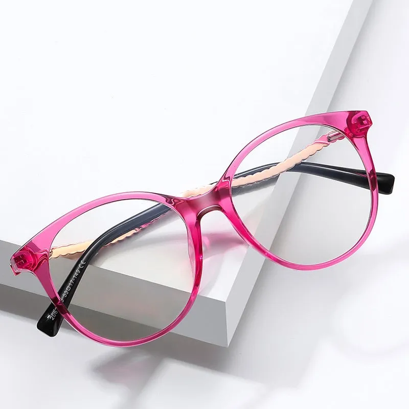 Gmei Women's Full Rim TR 90 Metal Round Frame Eyeglasses 2067