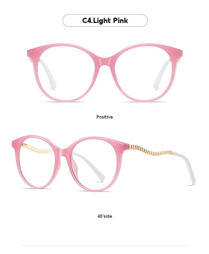 Gmei Women's Full Rim TR 90 Metal Round Frame Eyeglasses 2067