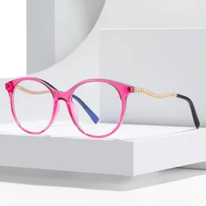 Gmei Women's Full Rim TR 90 Metal Round Frame Eyeglasses 2067