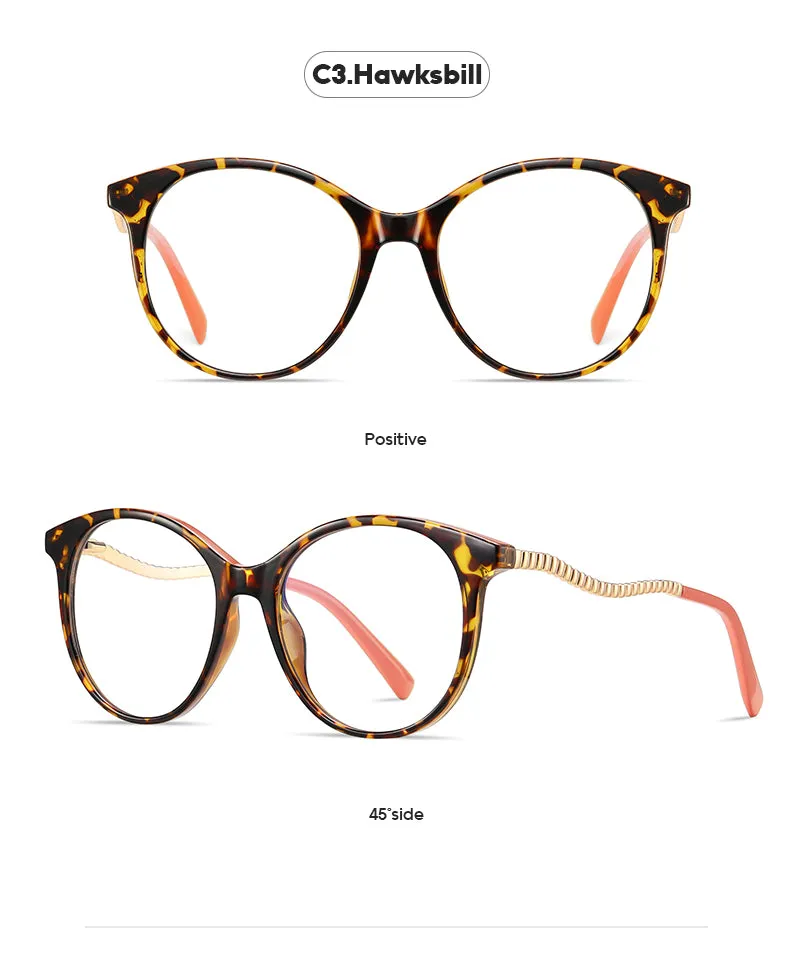 Gmei Women's Full Rim TR 90 Metal Round Frame Eyeglasses 2067