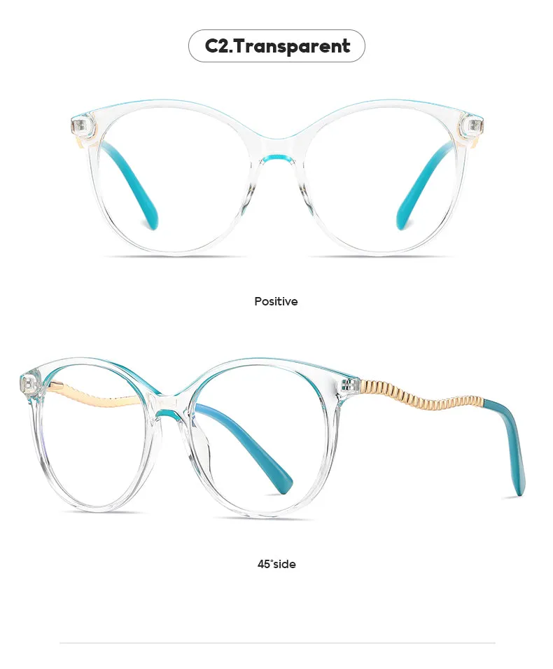 Gmei Women's Full Rim TR 90 Metal Round Frame Eyeglasses 2067