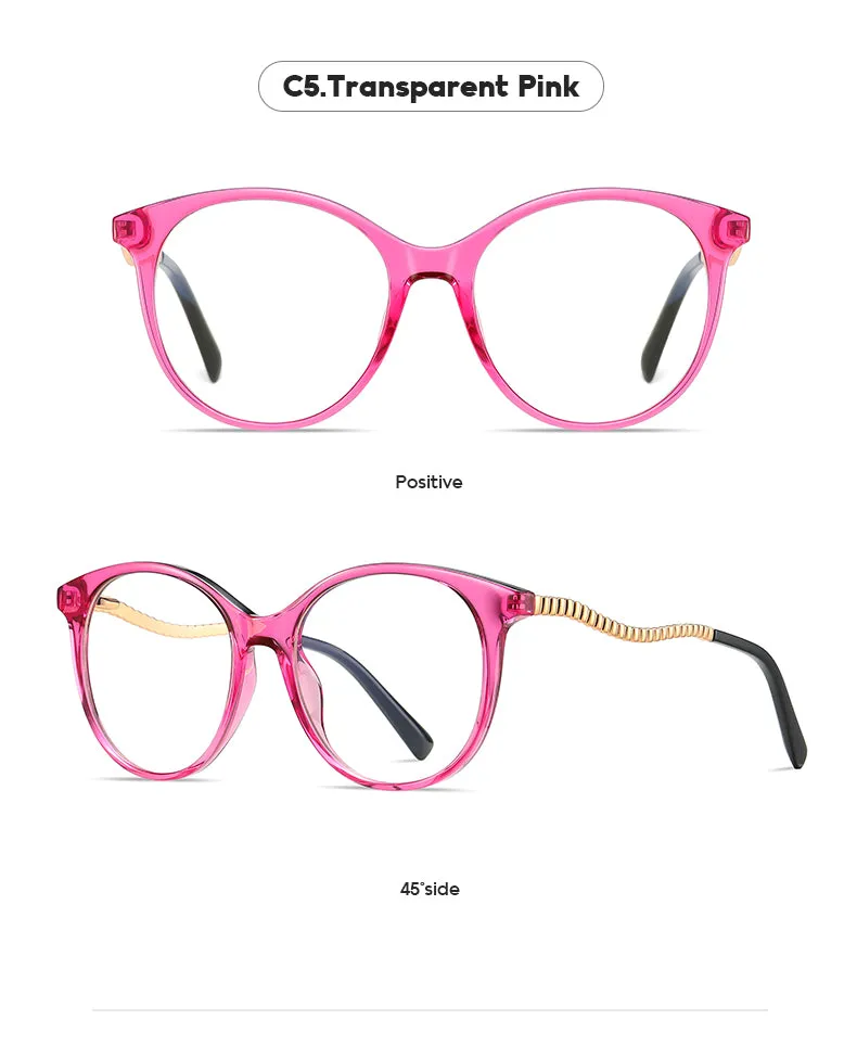 Gmei Women's Full Rim TR 90 Metal Round Frame Eyeglasses 2067