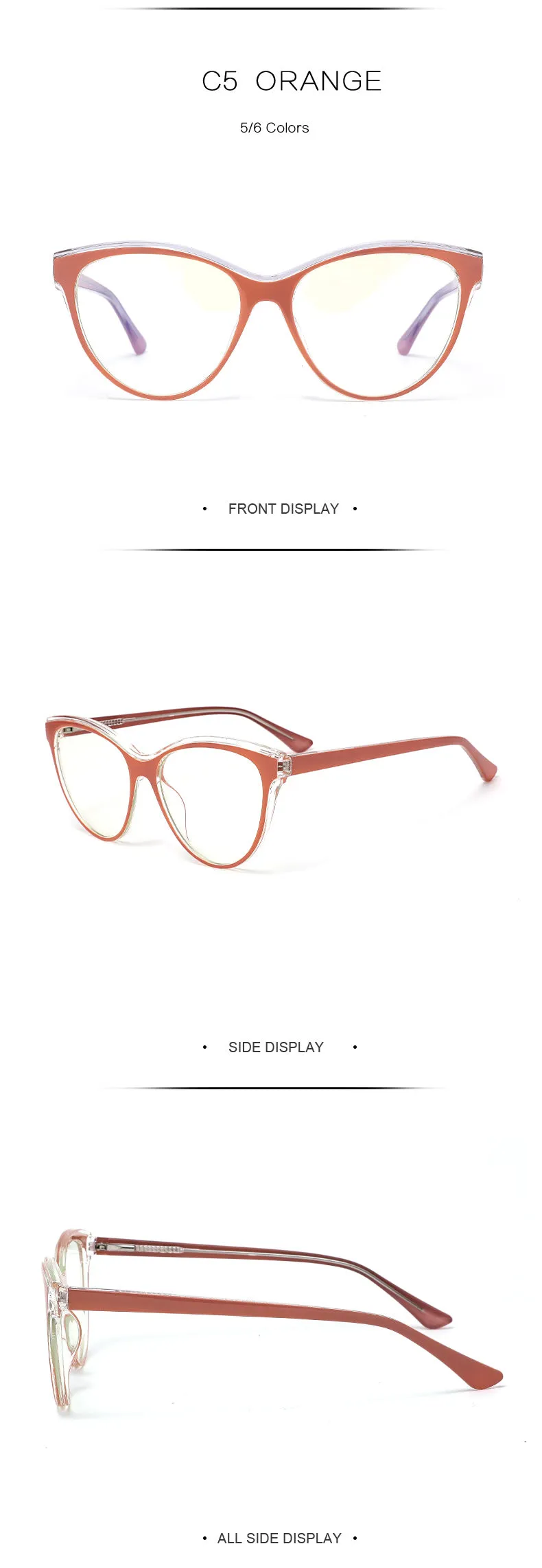 Gmei Women's Full Rim TR 90 Titanium Cat Eye Frame Eyeglasses 2039