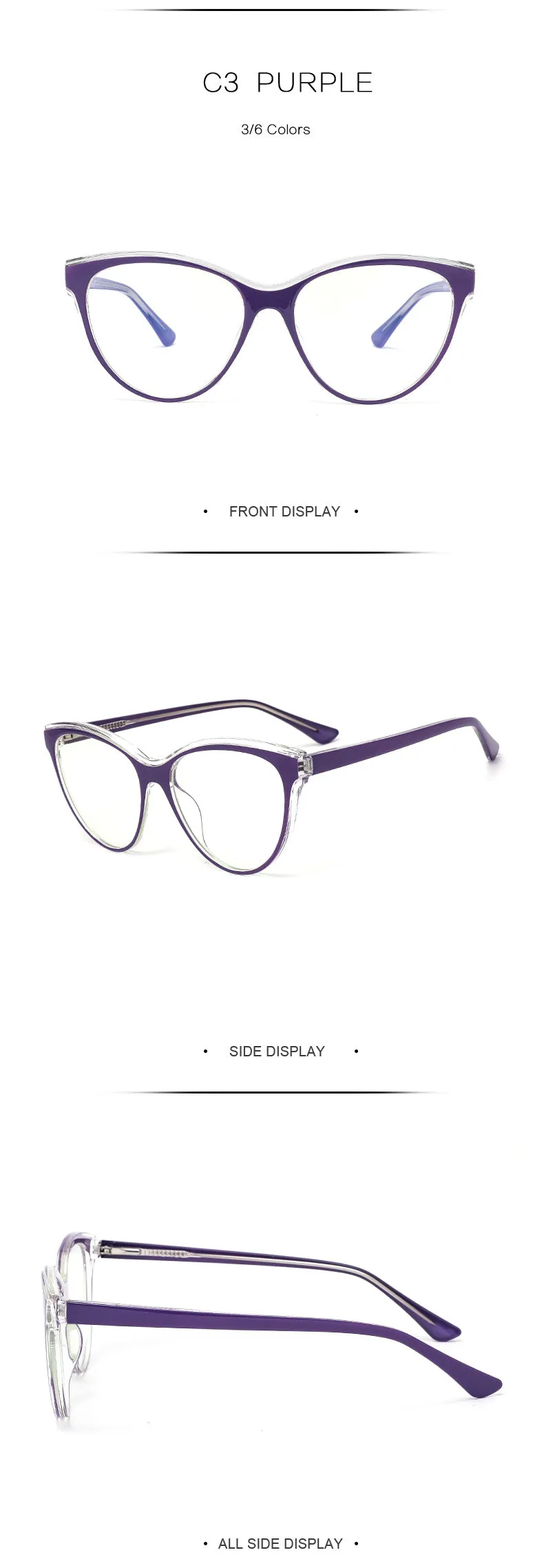 Gmei Women's Full Rim TR 90 Titanium Cat Eye Frame Eyeglasses 2039