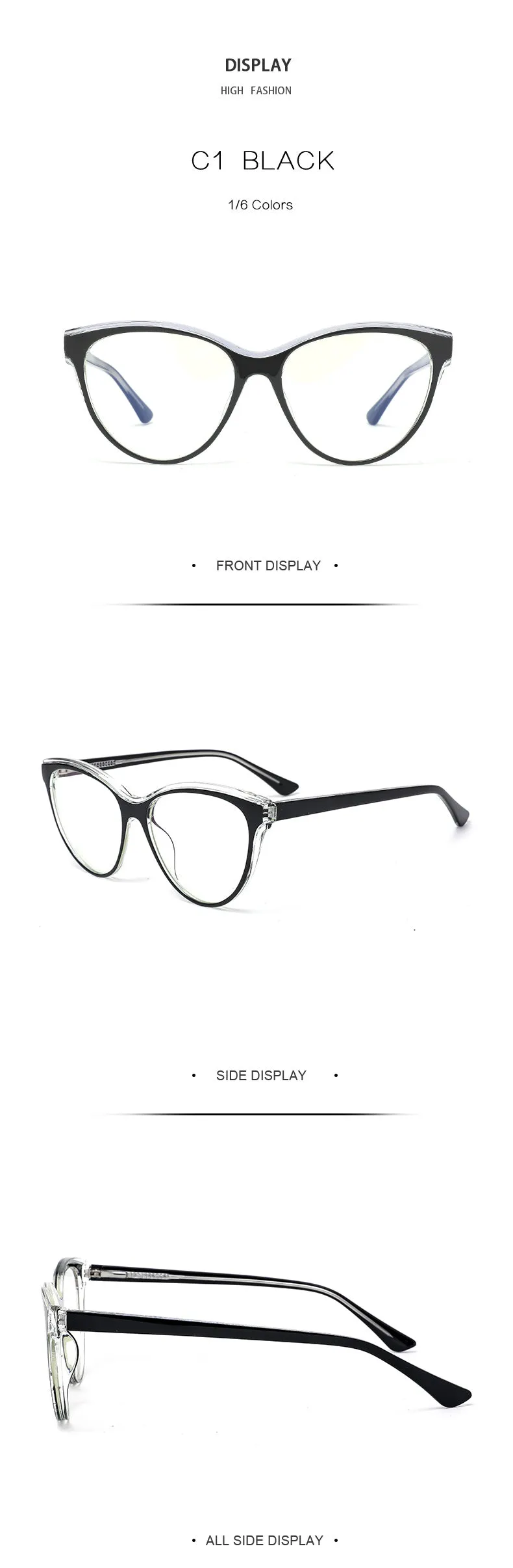 Gmei Women's Full Rim TR 90 Titanium Cat Eye Frame Eyeglasses 2039