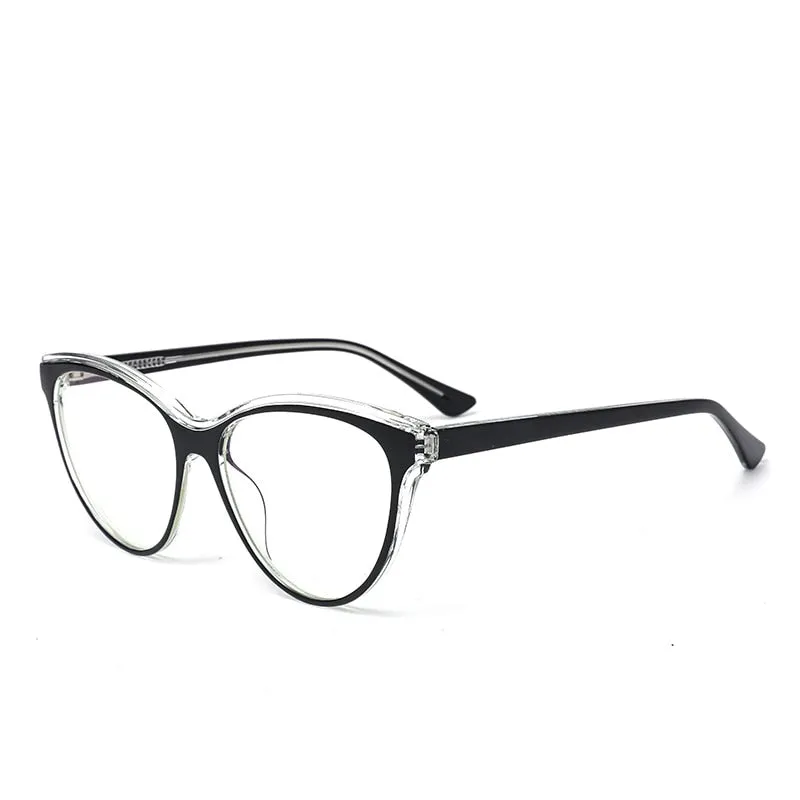Gmei Women's Full Rim TR 90 Titanium Cat Eye Frame Eyeglasses 2039