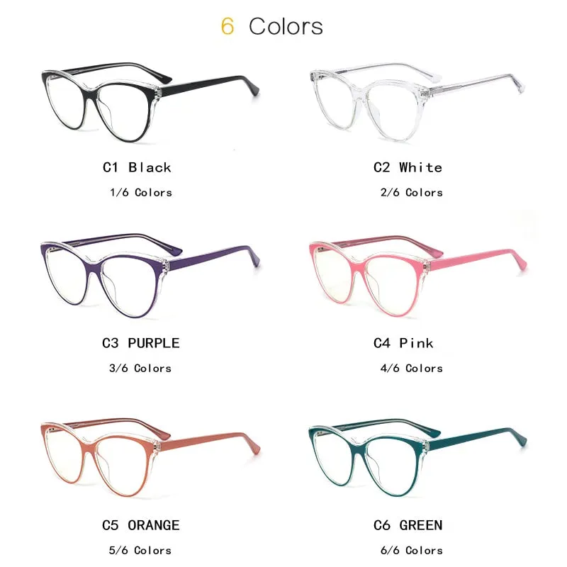 Gmei Women's Full Rim TR 90 Titanium Cat Eye Frame Eyeglasses 2039
