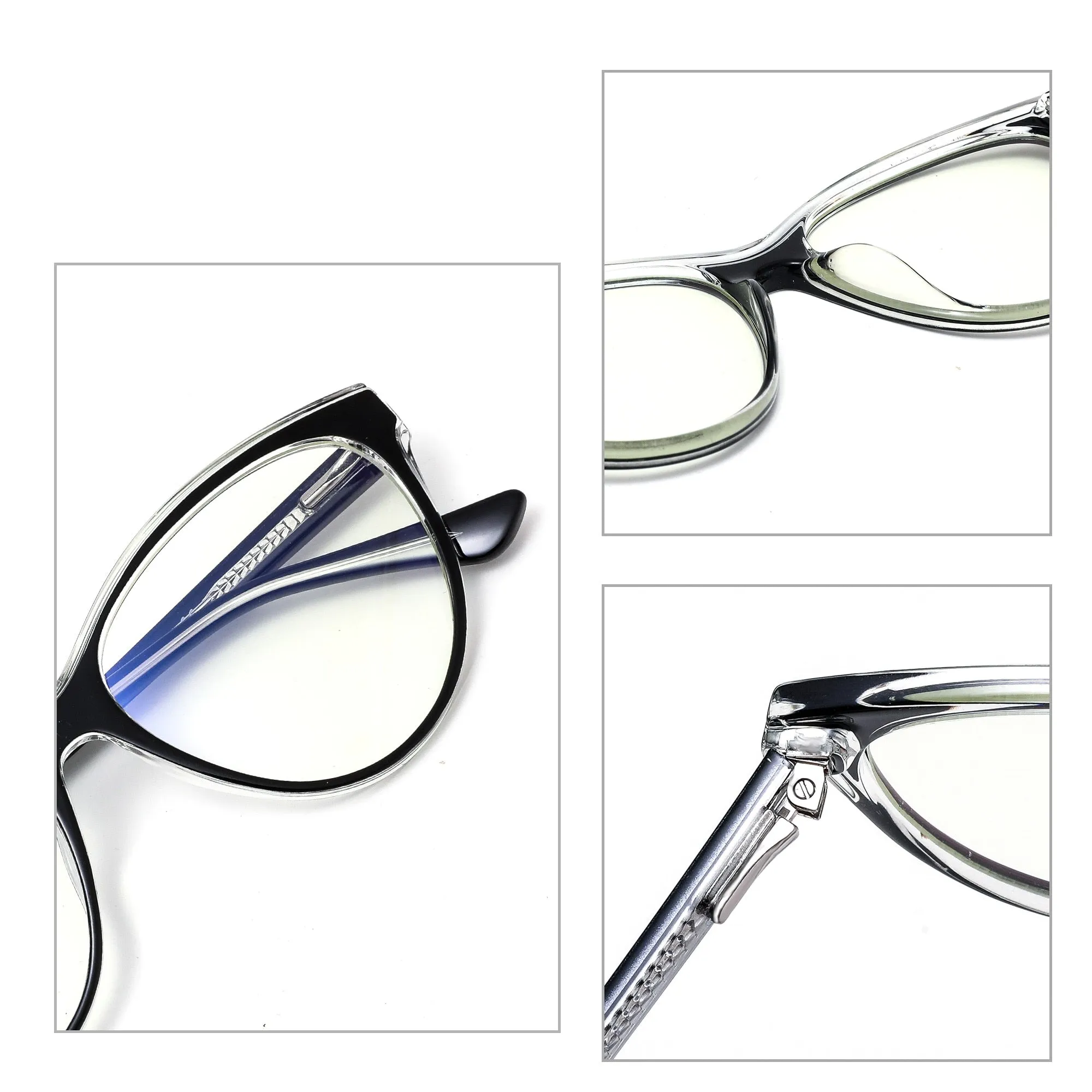 Gmei Women's Full Rim TR 90 Titanium Cat Eye Frame Eyeglasses 2039