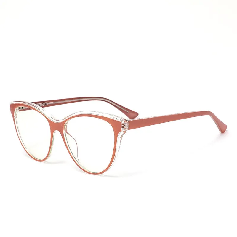 Gmei Women's Full Rim TR 90 Titanium Cat Eye Frame Eyeglasses 2039
