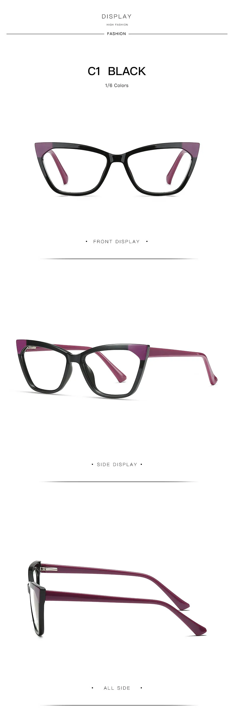 Gmei Women's Full Rim TR 90 Titanium Cat Eye Frame Eyeglasses 2040