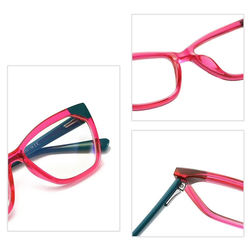 Gmei Women's Full Rim TR 90 Titanium Cat Eye Frame Eyeglasses 2040