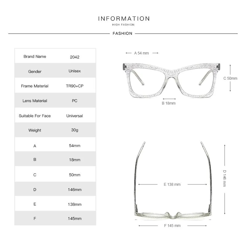 Gmei Women's Full Rim TR 90 Titanium Cat Eye Frame Eyeglasses 2042