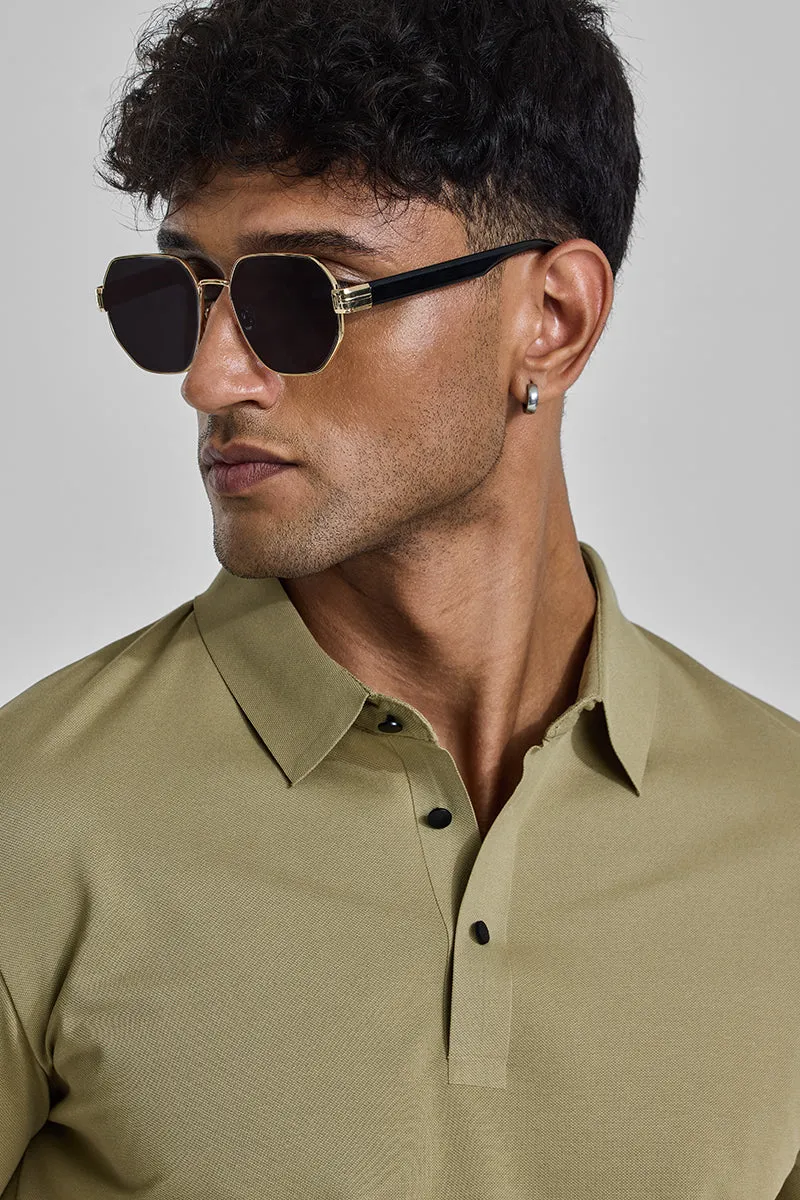 Golden Rectangular Sunglasses