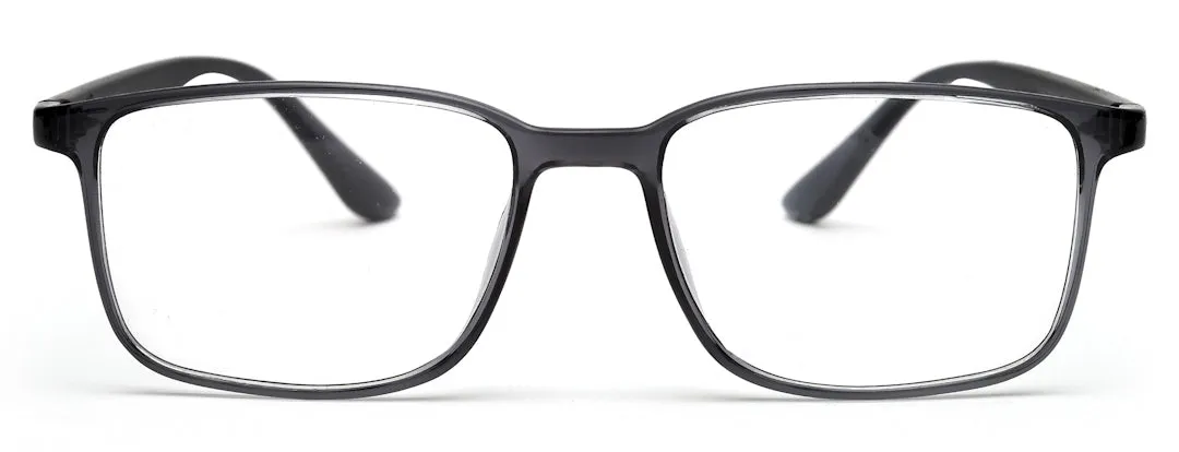 Grey Glossy YourSpex Flex Rectangle Eyeglass for Men