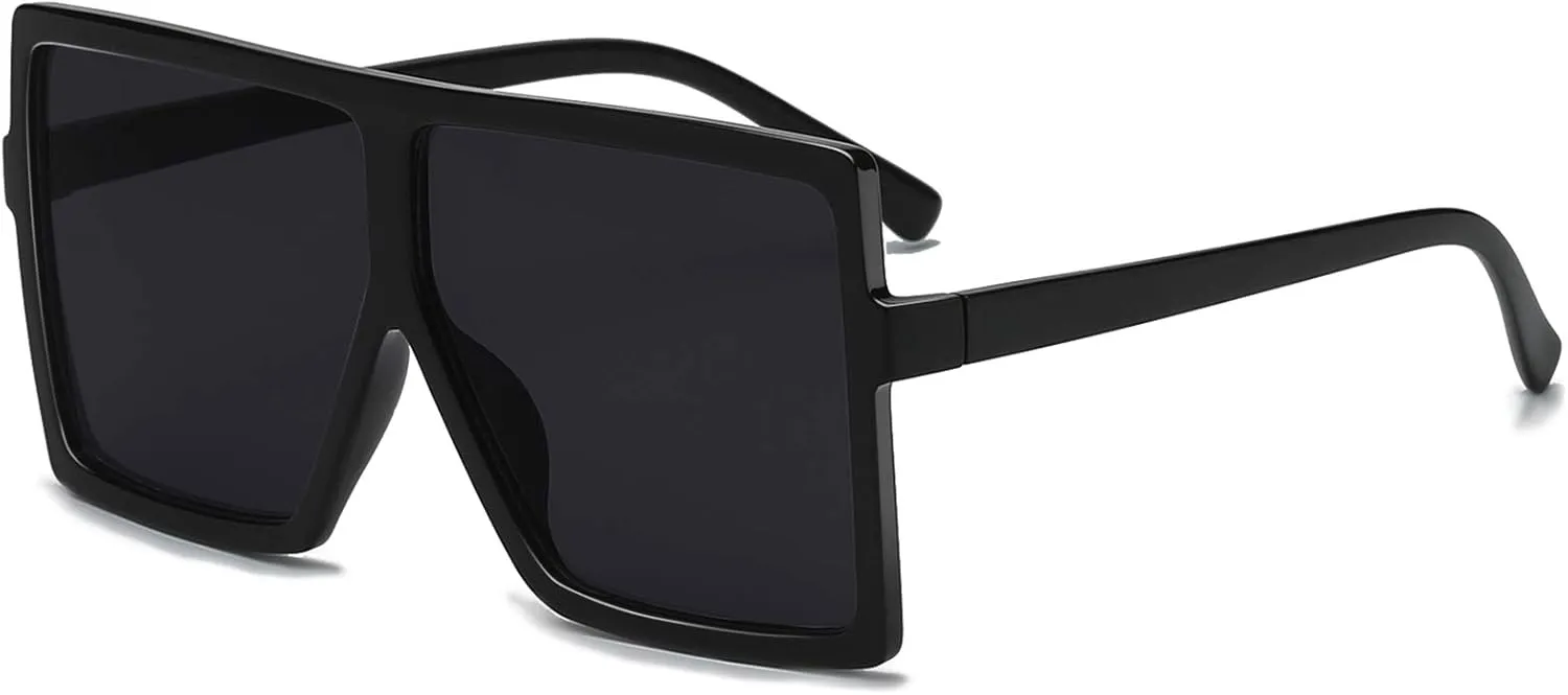 GRFISIA Square Oversized Sunglasses for Women Men Flat Top Fashion Shades