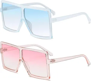 GRFISIA Square Oversized Sunglasses for Women Men Flat Top Fashion Shades