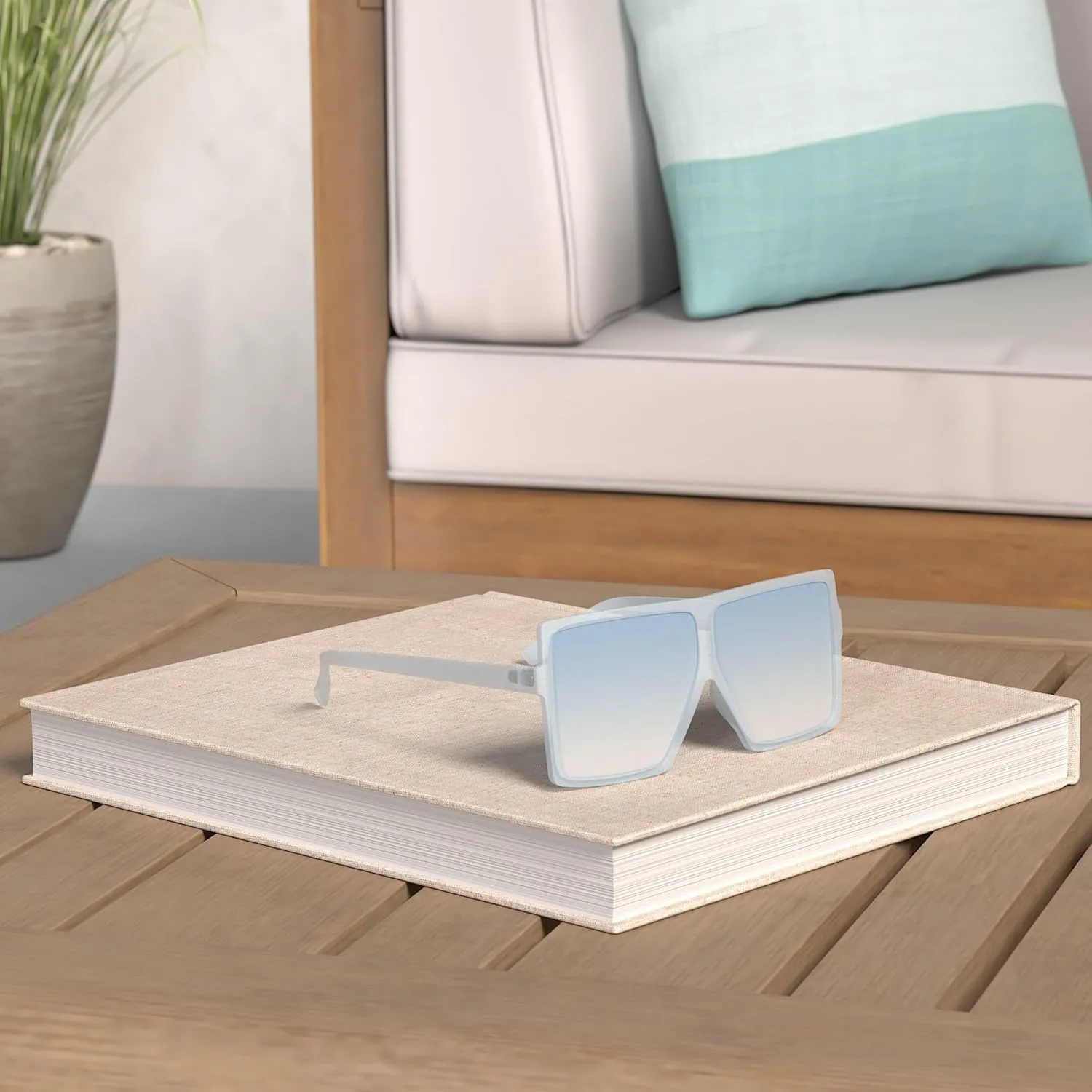 GRFISIA Square Oversized Sunglasses for Women Men Flat Top Fashion Shades