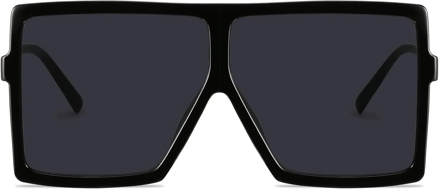 GRFISIA Square Oversized Sunglasses for Women Men Flat Top Fashion Shades