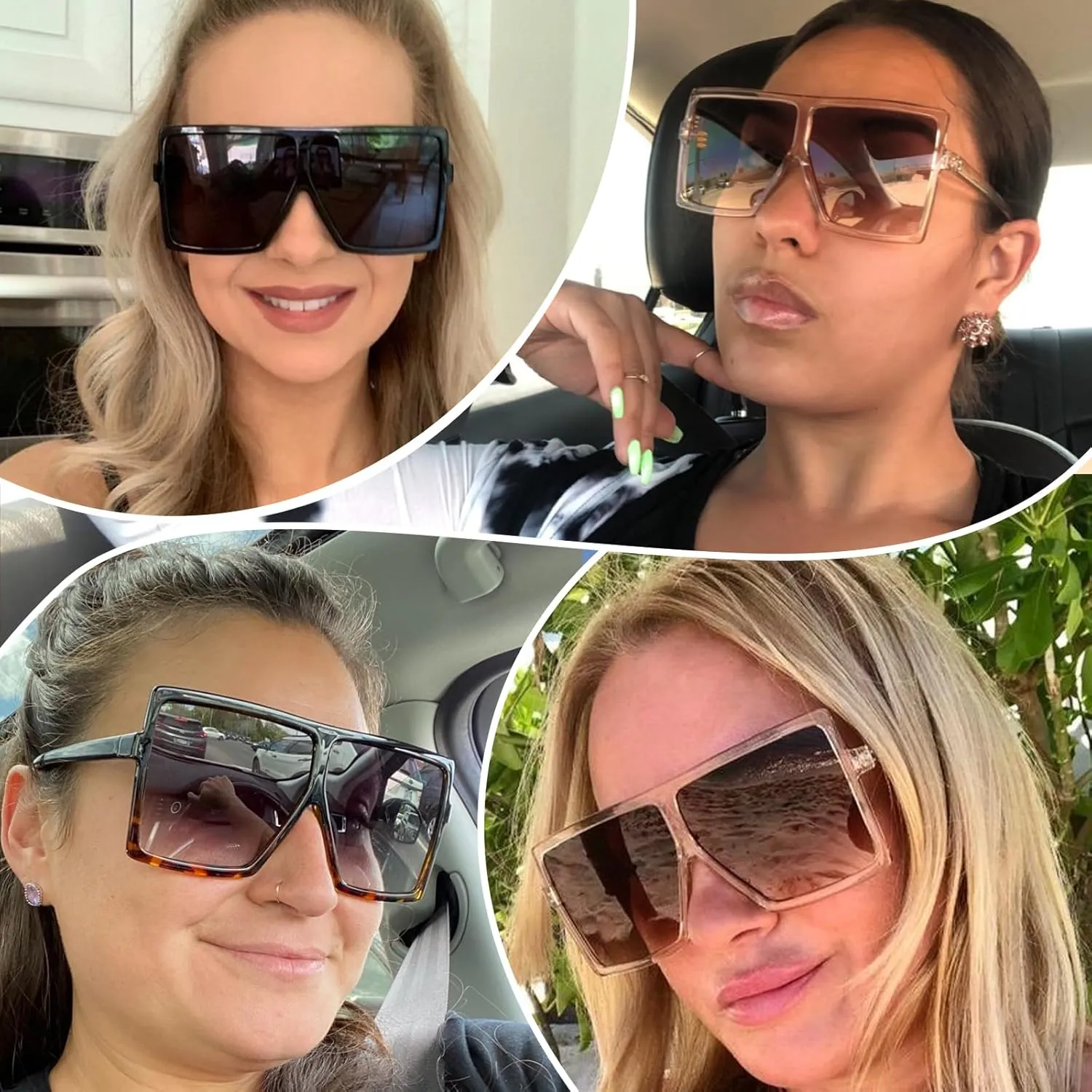 GRFISIA Square Oversized Sunglasses for Women Men Flat Top Fashion Shades