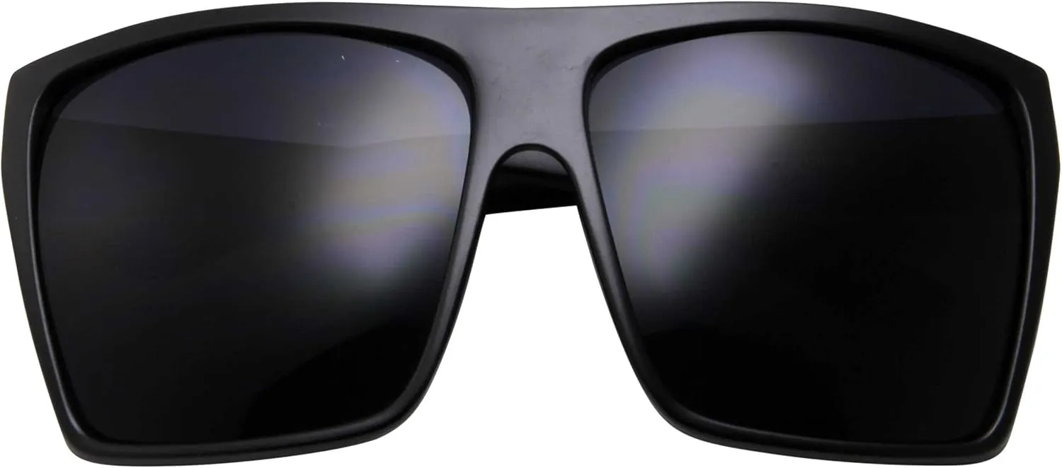 grinderPUNCH All Black Limo Dark Rectangular Flat Top Mob Oversized Sunglasses