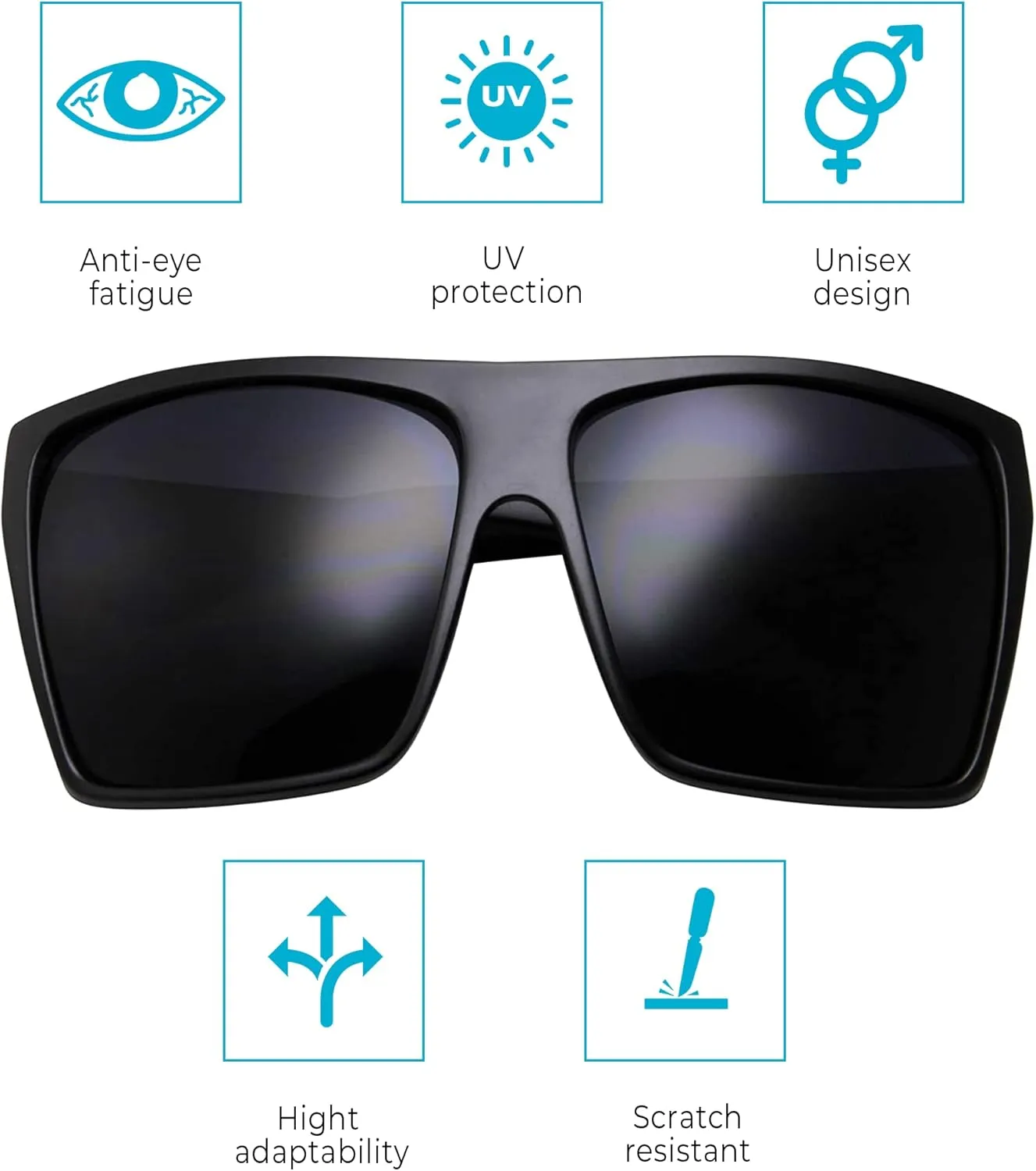grinderPUNCH All Black Limo Dark Rectangular Flat Top Mob Oversized Sunglasses