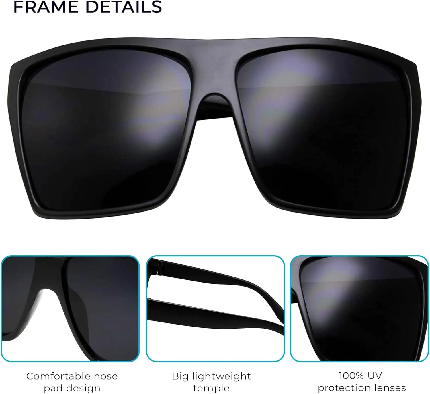 grinderPUNCH All Black Limo Dark Rectangular Flat Top Mob Oversized Sunglasses