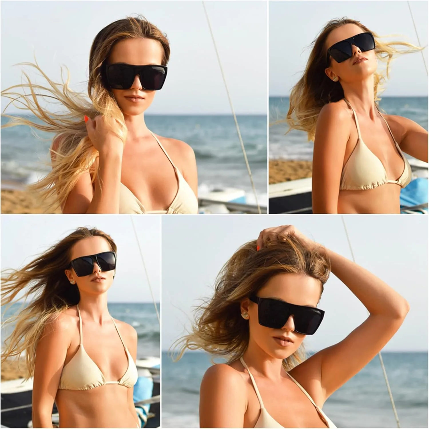 grinderPUNCH All Black Limo Dark Rectangular Flat Top Mob Oversized Sunglasses