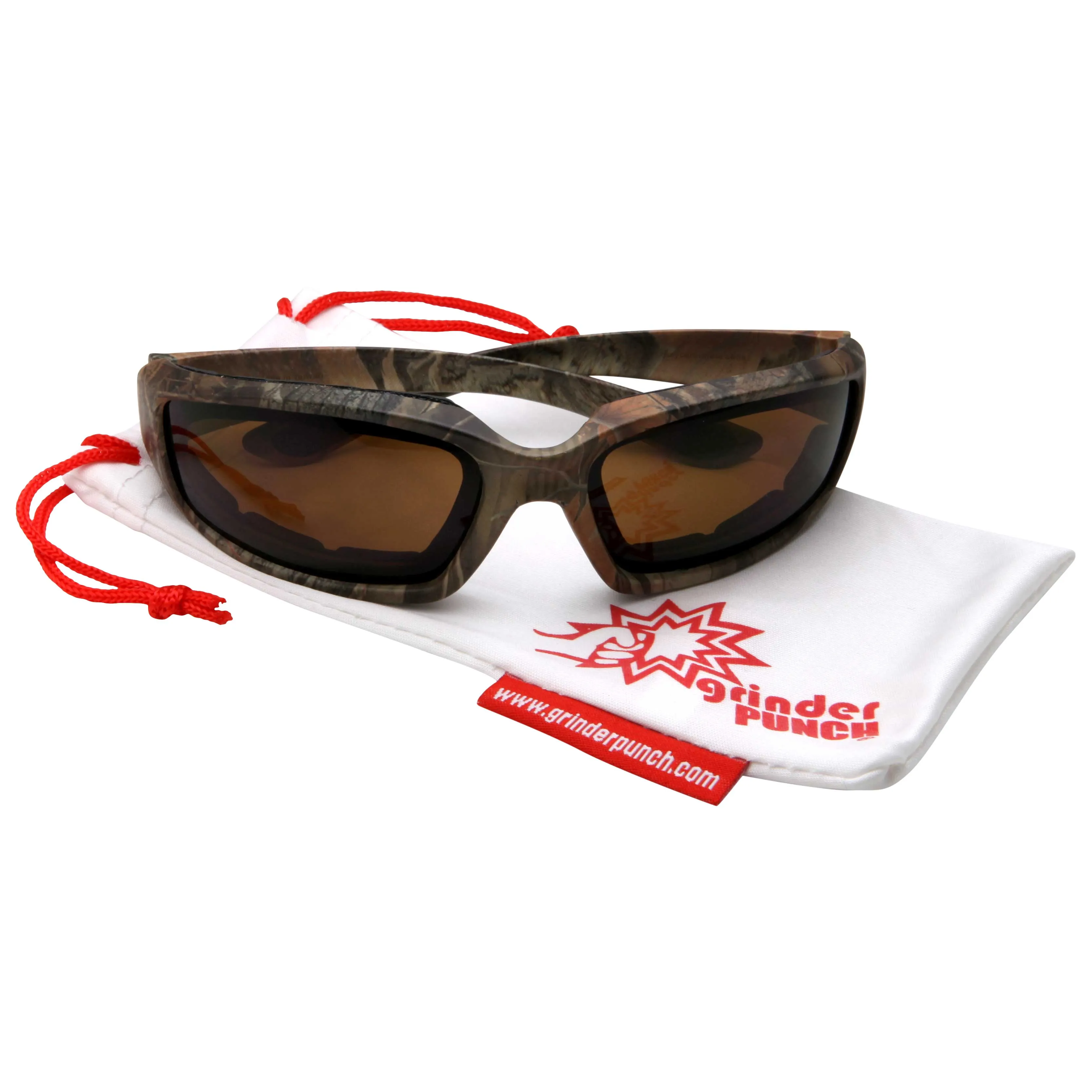 grinderPUNCH Camo Motorcycle Riding Glasses - Smoke Lens Biker Foam Pad