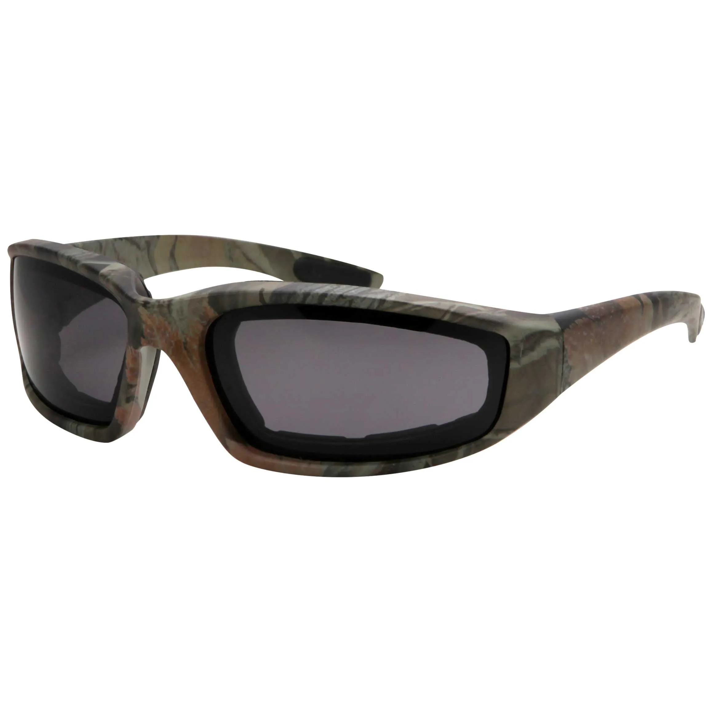 grinderPUNCH Camo Motorcycle Riding Glasses - Smoke Lens Biker Foam Pad